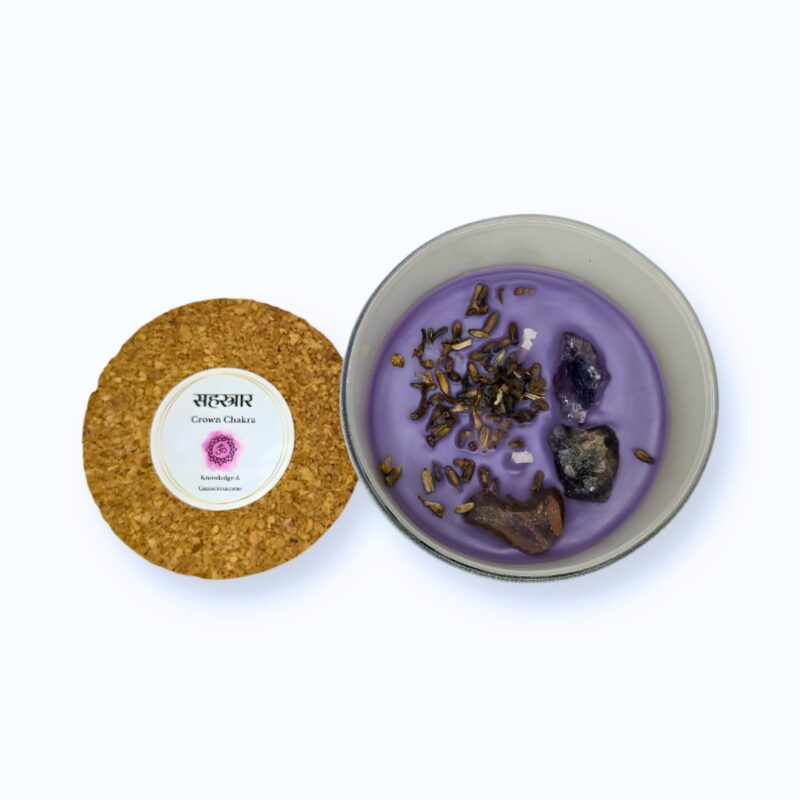 सहस्रार (Sahasraar) - Crown Chakra Candle by EKAA™ Candles | Chakra Meditation Soy Wax Candle with Frankincense and Amethyst