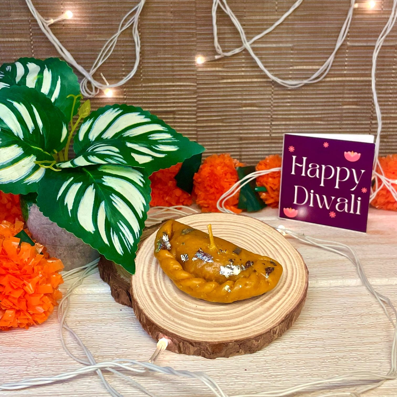 Gujiya Candle - Handmade Soy Wax Mithai Candle by EKAA