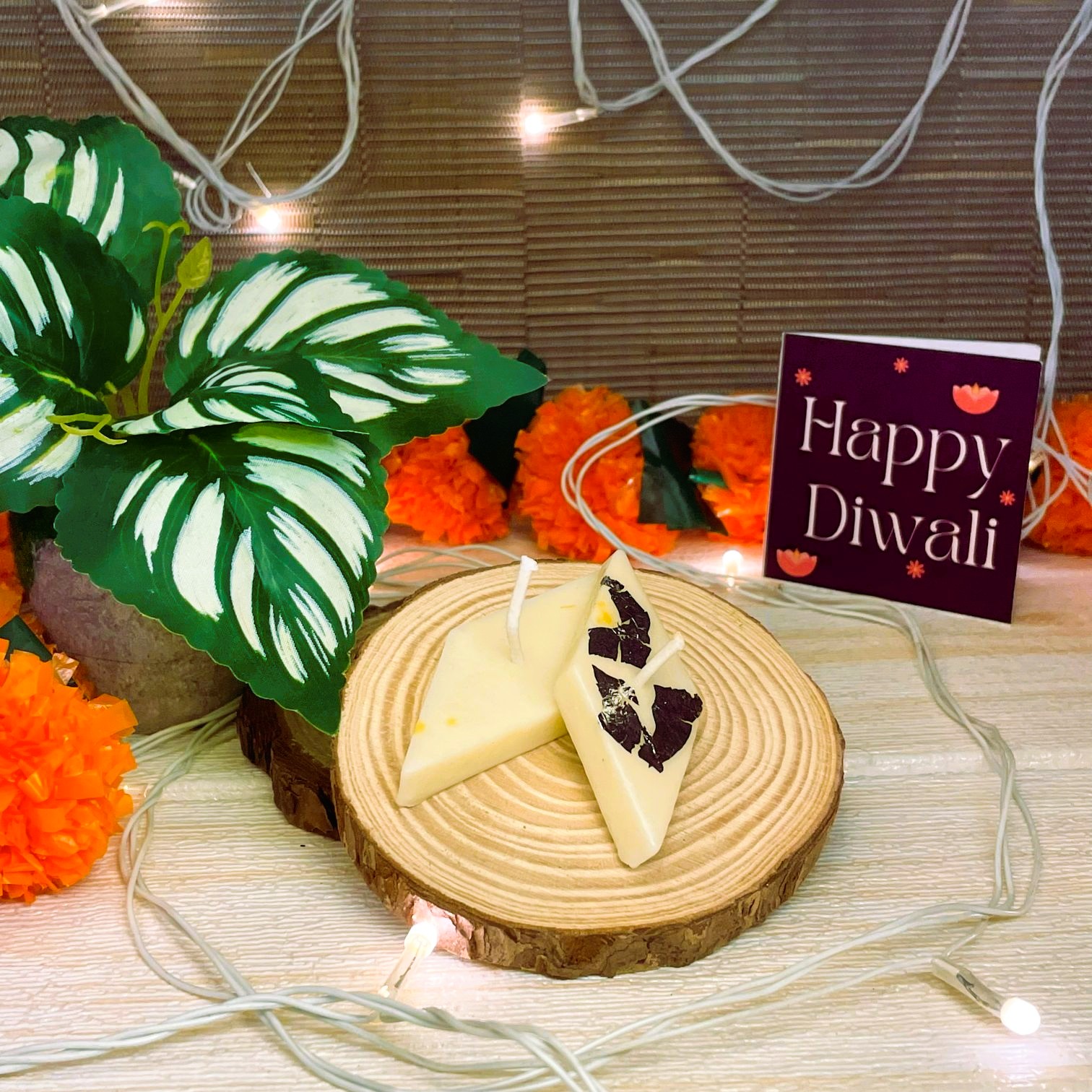 Kaju Katli Candle - Handmade Soy Wax Mithai Candle by EKAA