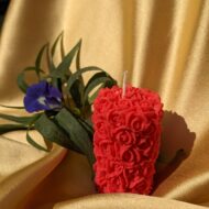 EKAA™ Romantic Rose Pillar Soy Candles - Red