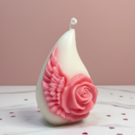 Artisanal Rose Sculptural Candle in White by EKAA