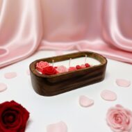 Luxury 3-Wick Floral Wooden Bowl for Valentines Day by EKAA