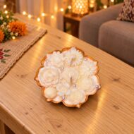 Chandni Off-White Floral Urli Candle - Rose-Scented Soy Wax by EKAA Candles