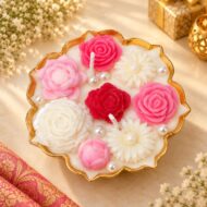 Gulbahaar Floral Urli Candle - Rose-Scented Soy Wax Urli by EKAA Candles
