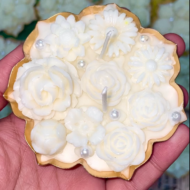 Making of the Chandni Off-White Floral Urli Candle - Rose-Scented Soy Wax by EKAA Candles